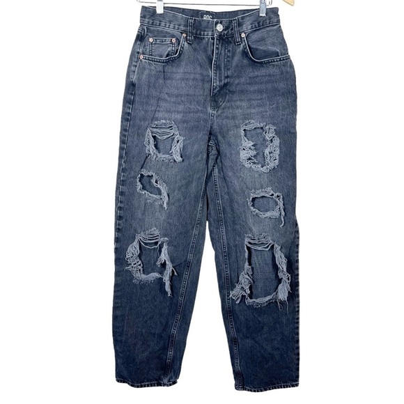 Urban Outfitters BDG High Rise Baggy Distressed Black Jeans Womens Size 28 - Picture 1 of 9